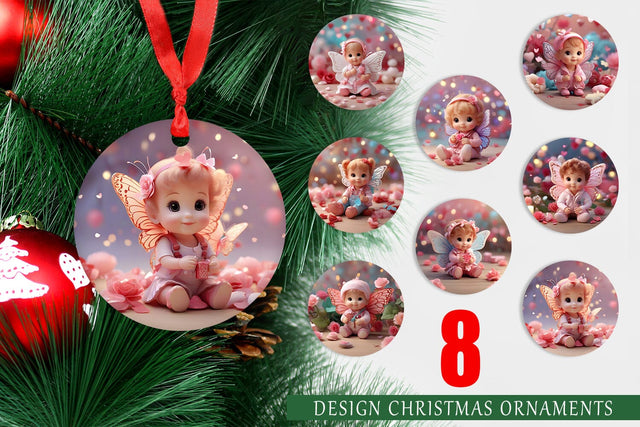 Christmas Ornament Cute Baby Butterfly Sublimation artnoy 