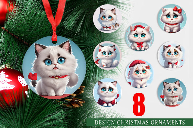 Christmas Ornament Cute Cat Christmas Sublimation artnoy 