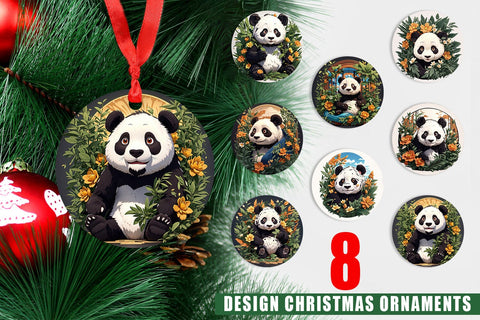 Christmas Ornament Cute Panda Sublimation artnoy 
