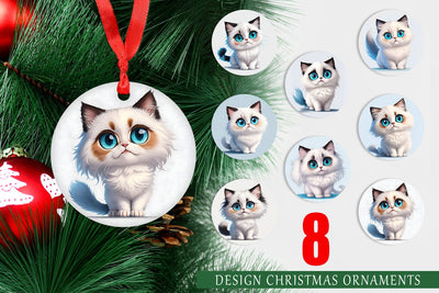 Christmas Ornament Cute Ragdoll Cat Sublimation artnoy 
