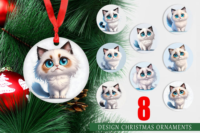 Christmas Ornament Cute Ragdoll Cat Sublimation artnoy 