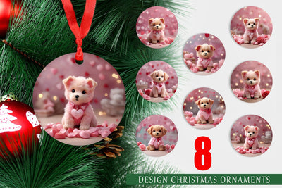 Christmas Ornament Dog Valentine Sublimation artnoy 