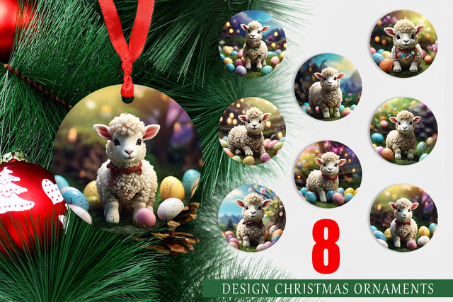 Christmas Ornament Easter Baby Sheep Sublimation artnoy 