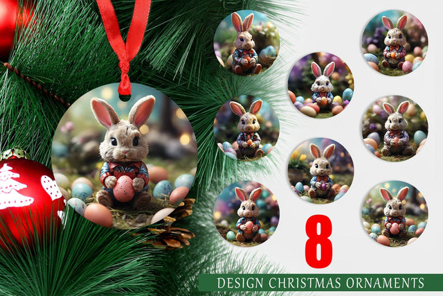 Christmas Ornament Easter Bunny Sublimation artnoy 