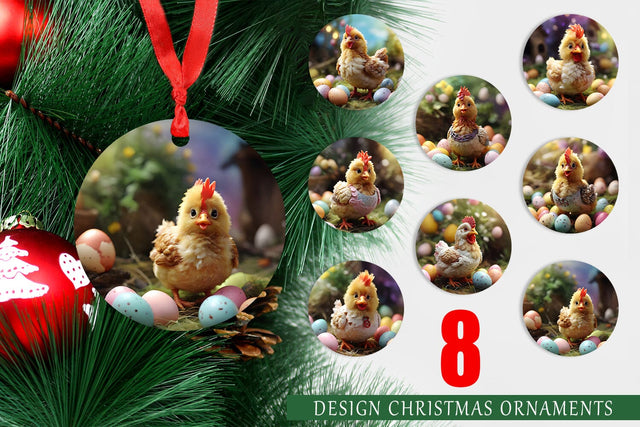 Christmas Ornament Easter Mother Chicken Sublimation artnoy 