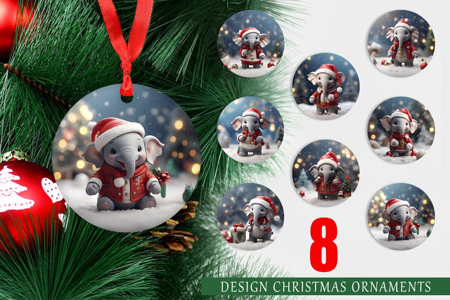 Christmas Ornament Elephant Sublimation artnoy 