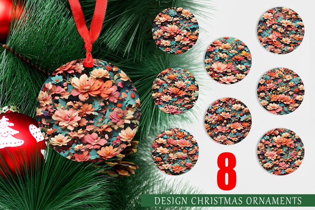 Christmas Ornament Fantasy Flower Background Sublimation artnoy 