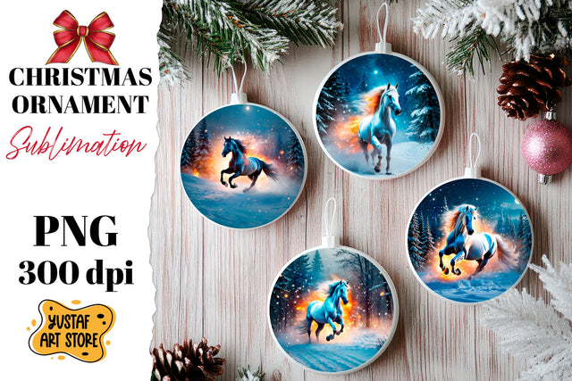 Christmas ornament flame horse sublimation. Sublimation Yustaf Art Store 