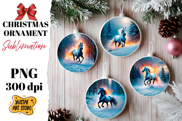 Christmas ornament flame horse sublimation. Sublimation Yustaf Art Store 