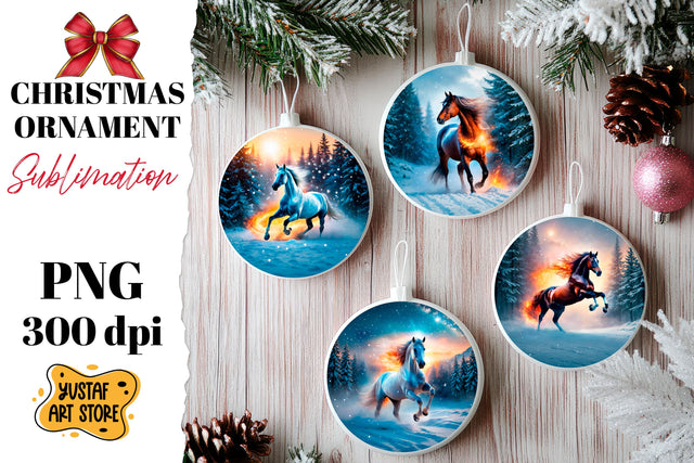 Christmas ornament flame horse sublimation. Sublimation Yustaf Art Store 