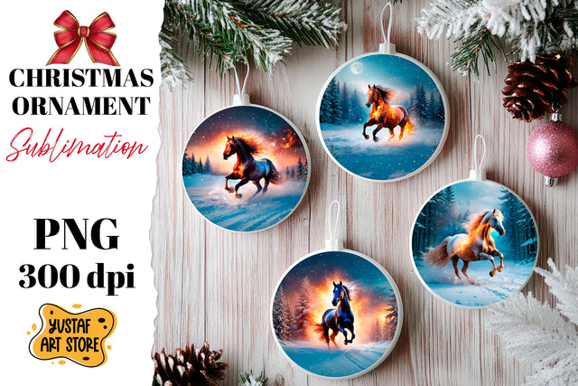 Christmas ornament flame horse sublimation. Sublimation Yustaf Art Store 