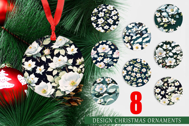 Christmas Ornament Flower Seamless Pattern Sublimation artnoy 