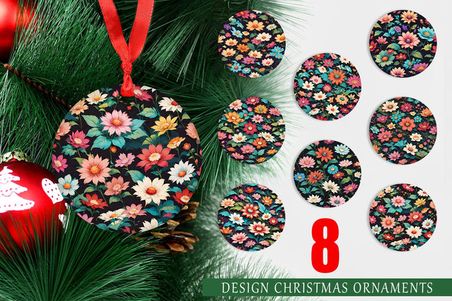 Christmas Ornament Flowers Colorfuld Sublimation artnoy 