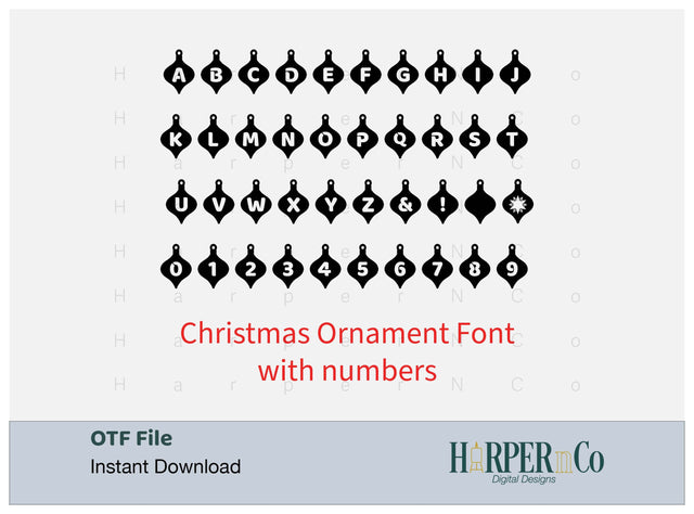 Christmas Ornament Font, Christmas Font, Playful Craft Font, Mini Font Set, OTF File Font HarperNCo 