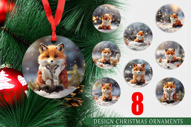 Christmas Ornament Fox Sublimation artnoy 