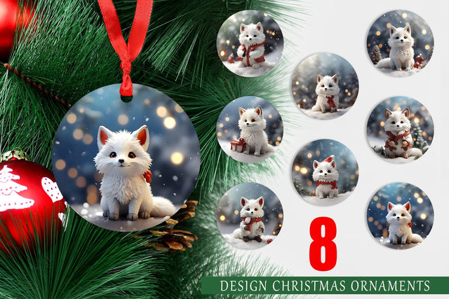 Christmas Ornament Fox Sublimation artnoy 