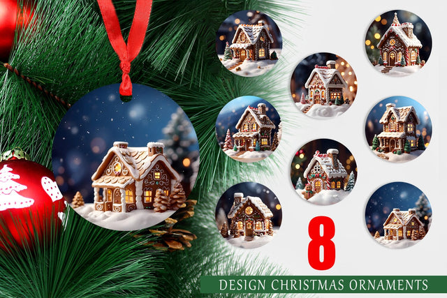 Christmas Ornament Gingerbread House Sublimation artnoy 