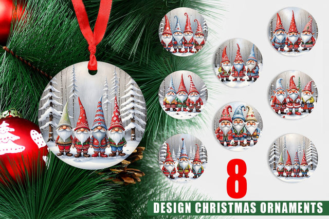 Christmas Ornament Gnomes in Winter Snow Sublimation artnoy 