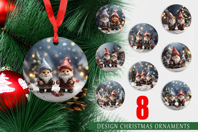 Christmas Ornament Gnomes Sublimation artnoy 