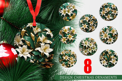 Christmas Ornament Golden Lily Flower Sublimation artnoy 