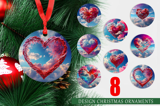 Christmas Ornament Heart Clouds Sublimation artnoy 