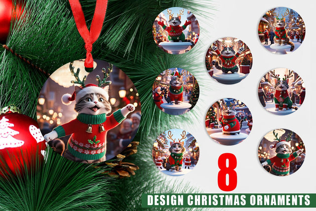 Christmas Ornament Holiday Cat Christmas Sublimation artnoy 