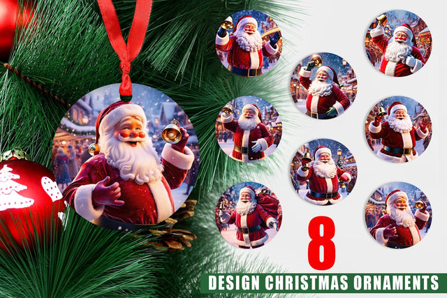Christmas Ornament Holiday Santa Claus Sublimation artnoy 
