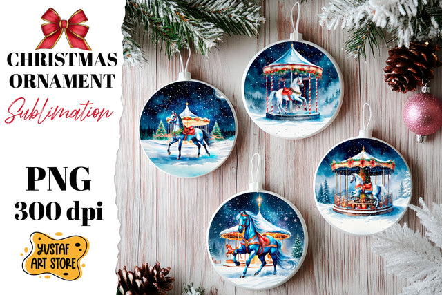 Christmas ornament horse carousel sublimation. Sublimation Yustaf Art Store 