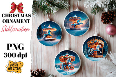 Christmas ornament horse carousel sublimation. Sublimation Yustaf Art Store 