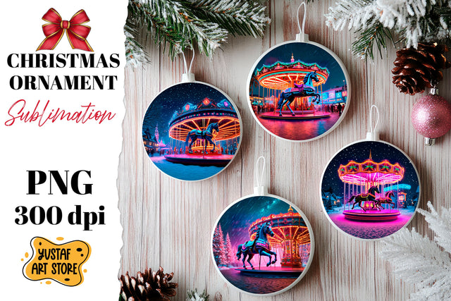 Christmas ornament horse carousel sublimation. Sublimation Yustaf Art Store 