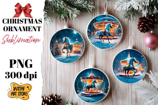 Christmas ornament horse carousel sublimation. Sublimation Yustaf Art Store 