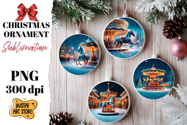 Christmas ornament horse carousel sublimation. Sublimation Yustaf Art Store 