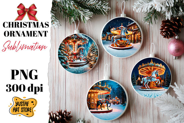 Christmas ornament horse carousel sublimation. Sublimation Yustaf Art Store 