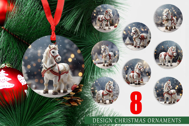 Christmas Ornament Horse Sublimation artnoy 
