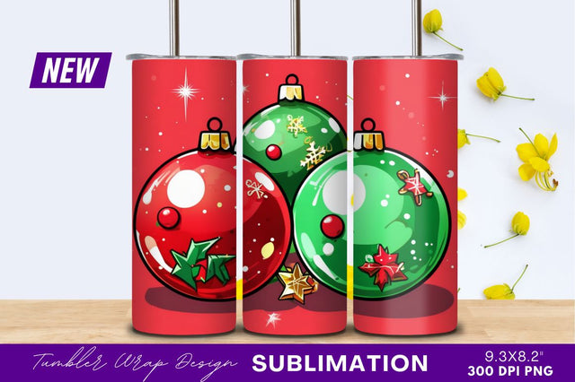 Christmas Ornament Illustration Red And Green Tumbler Png Sublimation Regulrcrative 
