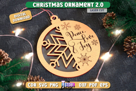 Christmas Ornament Laser Cut Bundle, Christmas Tree Decor Laser Cut, Wooden Xmas Ornament SVG, Christmas Balls Tree Decorations, Hanging Bauble SVG The T Store Design 