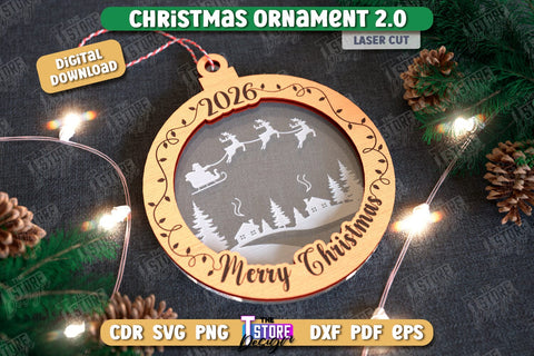 Christmas Ornament Laser Cut Bundle, Christmas Tree Decor Laser Cut, Wooden Xmas Ornament SVG, Christmas Balls Tree Decorations, Hanging Bauble SVG The T Store Design 