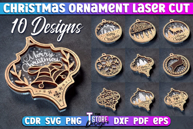 Christmas Ornament Laser Cut Bundle | Christmas Tree Decoration | Christmas Gift Idea | CNC File SVG The T Store Design 