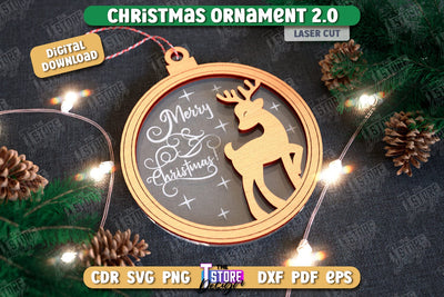 Christmas Ornament Laser Cut Design, Christmas Tree Decor Laser Cut, Wooden Xmas Ornament SVG, Christmas Ball Tree Decoration, Hanging Bauble SVG The T Store Design 