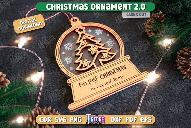 Christmas Ornament Laser Cut Design, Christmas Tree Decor Laser Cut, Wooden Xmas Ornament SVG, Christmas Ball Tree Decoration, Hanging Bauble SVG The T Store Design 