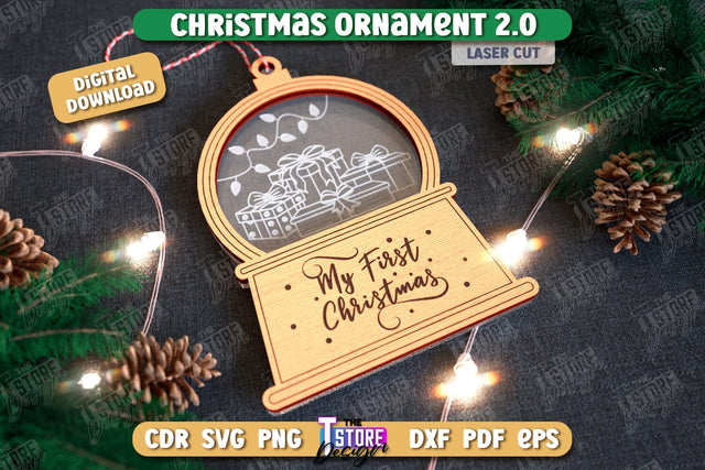 Christmas Ornament Laser Cut Design, Christmas Tree Decor Laser Cut, Wooden Xmas Ornament SVG, Christmas Ball Tree Decoration, Hanging Bauble SVG The T Store Design 
