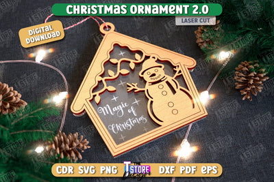 Christmas Ornament Laser Cut Design, Christmas Tree Decor Laser Cut, Wooden Xmas Ornament SVG, Christmas Ball Tree Decoration, Hanging Bauble SVG The T Store Design 