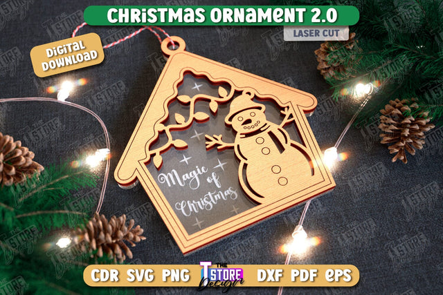 Christmas Ornament Laser Cut Design, Christmas Tree Decor Laser Cut, Wooden Xmas Ornament SVG, Christmas Ball Tree Decoration, Hanging Bauble SVG The T Store Design 