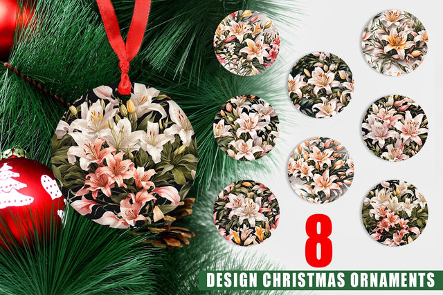 Christmas Ornament Lily Pattern Sublimation artnoy 