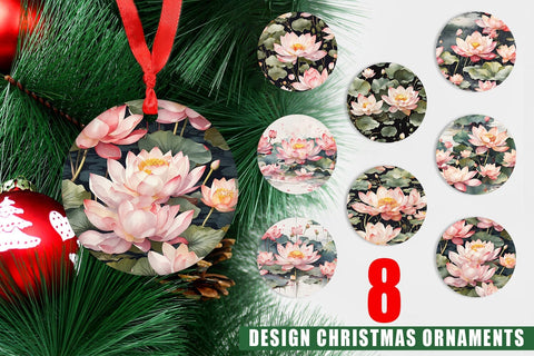 Christmas Ornament Lotus Pattern Sublimation artnoy 