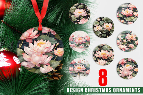 Christmas Ornament Lotus Pattern Sublimation artnoy 