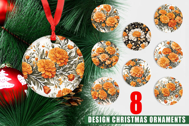 Christmas Ornament Marigold Pattern Sublimation artnoy 