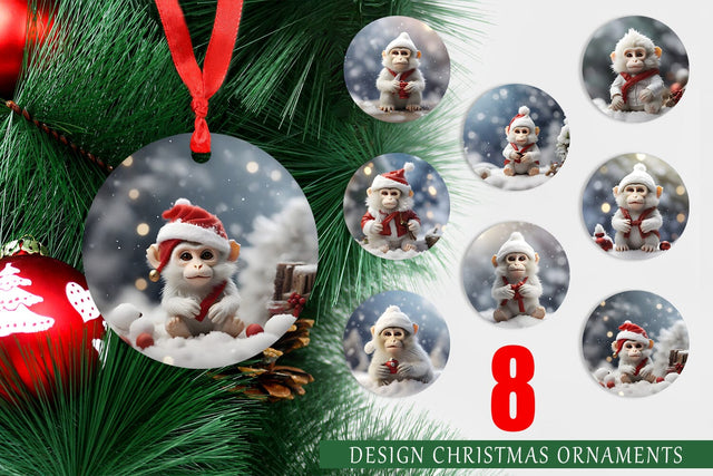 Christmas Ornament Monkey Sublimation artnoy 