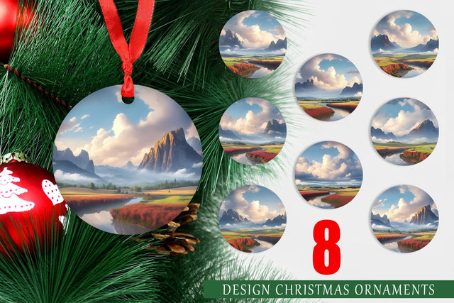 Christmas Ornament Mountain Landscape Sublimation artnoy 