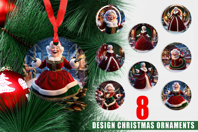Christmas Ornament Mrs. Santa Claus Sublimation artnoy 